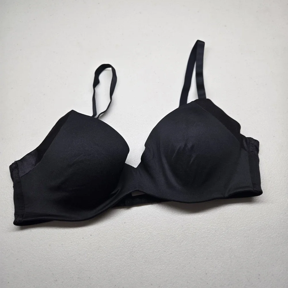 Maidenform Women Bra‎ 38C Black T Shirt Underwired Strap Adjustable